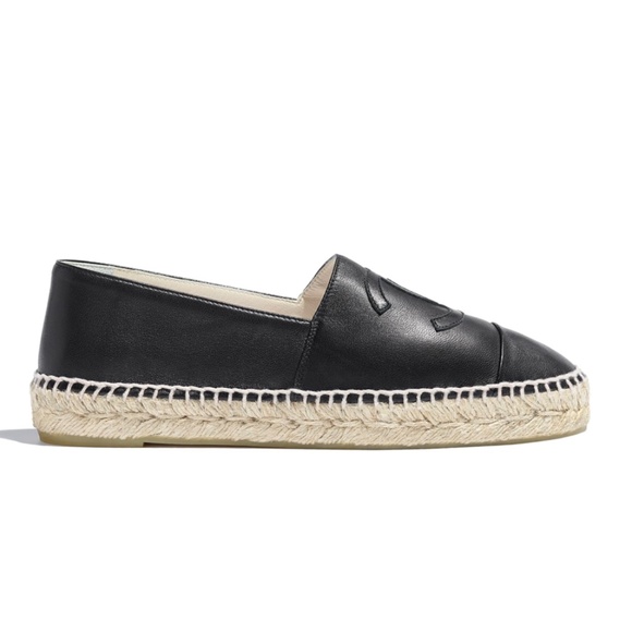 CHANEL Shoes - CHANEL Black Lambskin Espadrilles